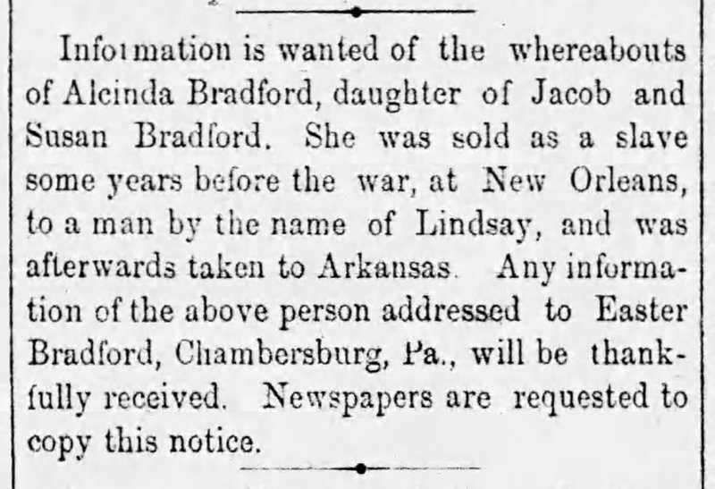 Easter Bradford searching for Alcinda Bradford 