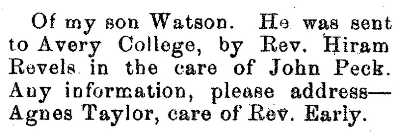 Agnes Taylor seeking information about her son Watson