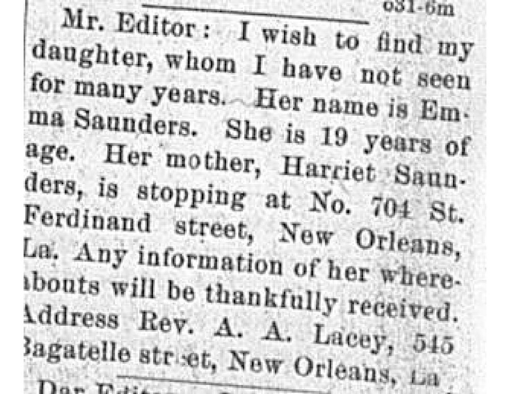 Reverend A. A. Lacey searching for Emma Saunders