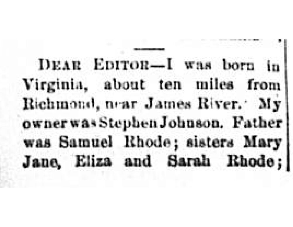 Malinda Jones (formerly Malinda Rhode) searching for her father Samuel Rhode and her siblings