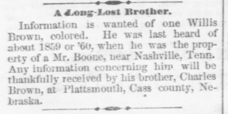 Charles Brown searching for his brother, Willis Brown