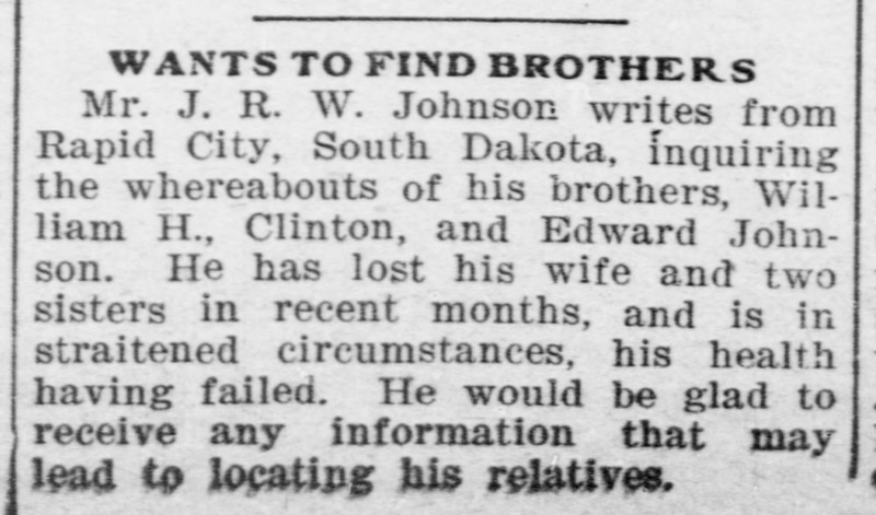 J.R.W. Johnson searching for his brothers