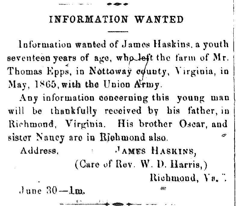 James Haskins searching for son James Haskins