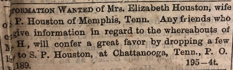 S.P. Houston is searching for his wife, Elizabeth Houston