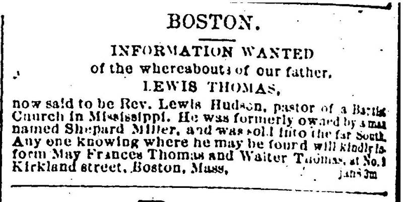 May Frances Thomas and Walter Thomas searching for father Lewis Thomas now Rev. Lewis Hudson