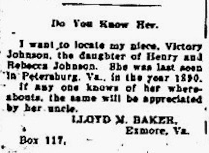 Lloyd M. Baker searching for his niece