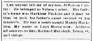 Lucy Moore searching for her son Jefferson Carter