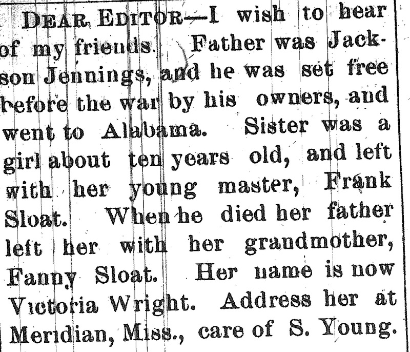 S. Young searching for her father Jackson Jennings and sister Victoria Wright