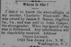 Oscar Jackson seeking Charlotte Blackwell