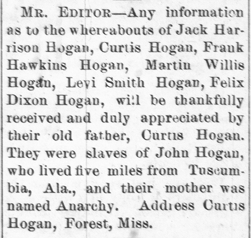 Curtis Hogan searching for his six sons including Jack Harrison Hogan, Curtis Hogan, and Frank Hawkins Hogan