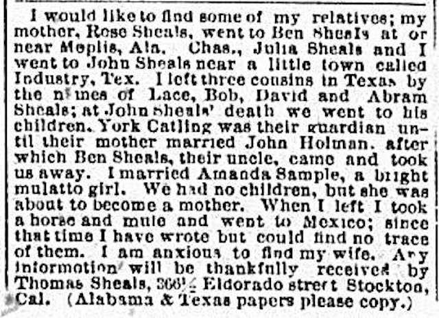 Thomas Sheals searching for his mother Rose Sheals and his wife Amanda Sample