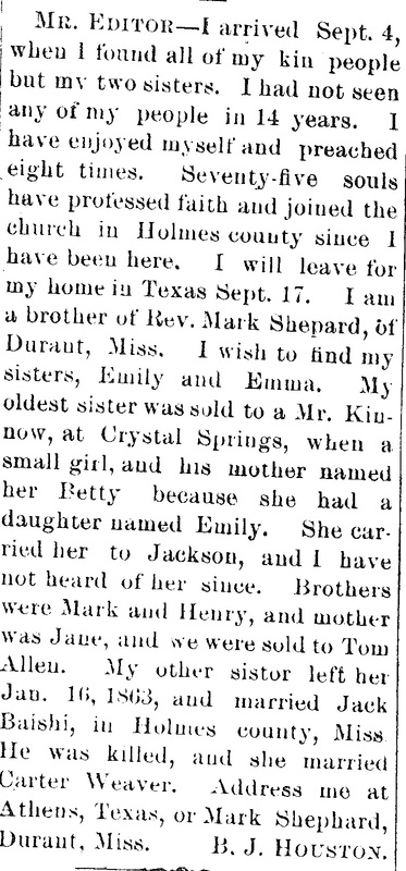 B. J. Houston searching for his two sisters Emily and Emma