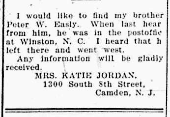 Mrs. Katie Jordan looking for brother