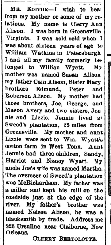 Clerry Ann Bertolotte searching for her parents, Susan and Cain Alison, and her siblings 