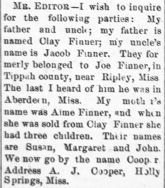 A. J. Cooper searching for his father Clay Finner and his uncle Jacob Finner