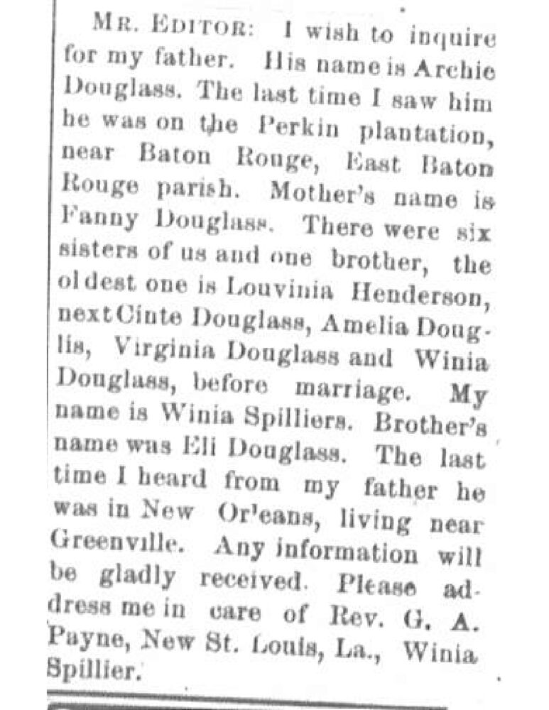 Winia Spillier (formerly Winia Douglass) searching for her father Archie Douglass