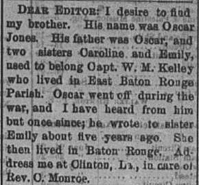 Rev. C. Monroe looking for his brother Oscar Jones