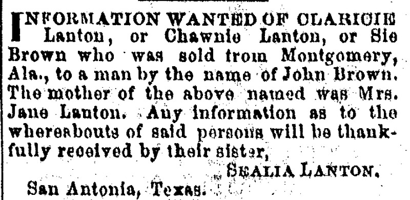 Sealia  Lanton searching for her siblings Claricie Lanton, Chawnie Lanton, and Sie Brown