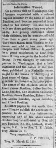 Rev. Albert Boulden searching for his ten children