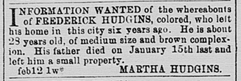 Martha Hudgins searching for her son Frederick Hudgins