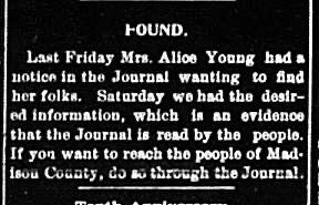 Mrs. Alice Young found her folks