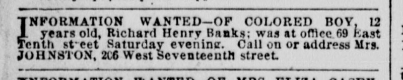 Mrs. Johnston searching for Richard Henry Banks