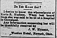 J. W. Hudson looking for Katie B. Hudson