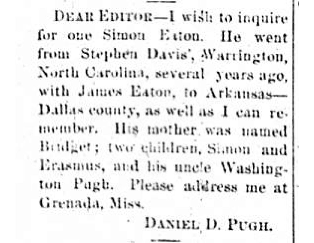 Daniel D. Pugh searching for Simon Eaton