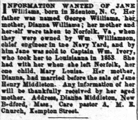 Dianna Middleton looking for her daughter Jane Williams