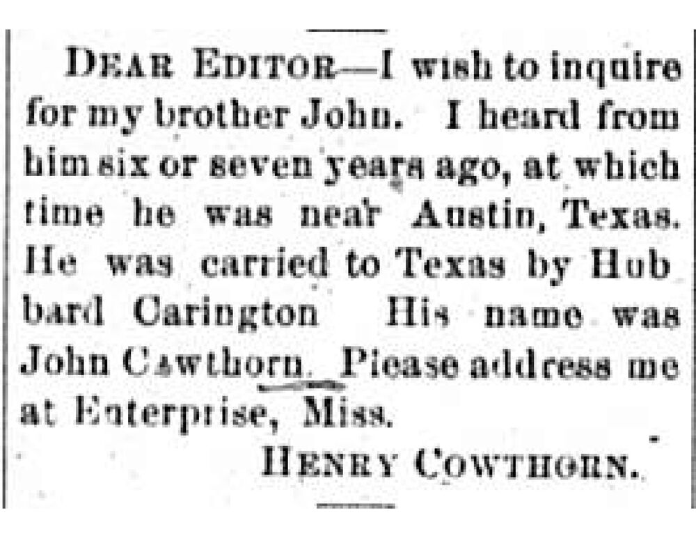 Henry Cowthorn searching for his brother John Cowthorn