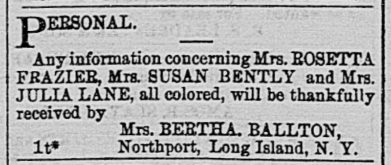 Mrs. Bertha Ballton searching for three women