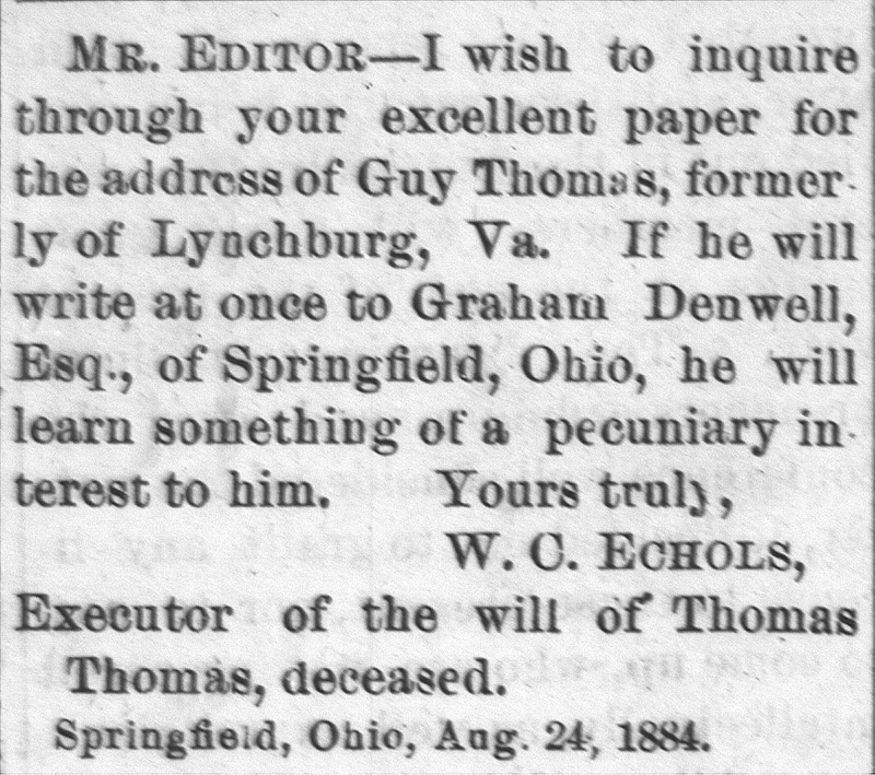 W.C. Echols searching for Guy Thomas