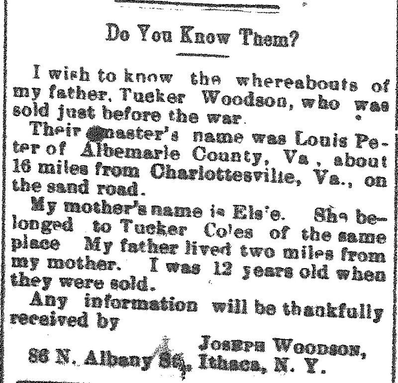 Joseph Woodson seeking information about his father Tucker Woodson and mother Elsie