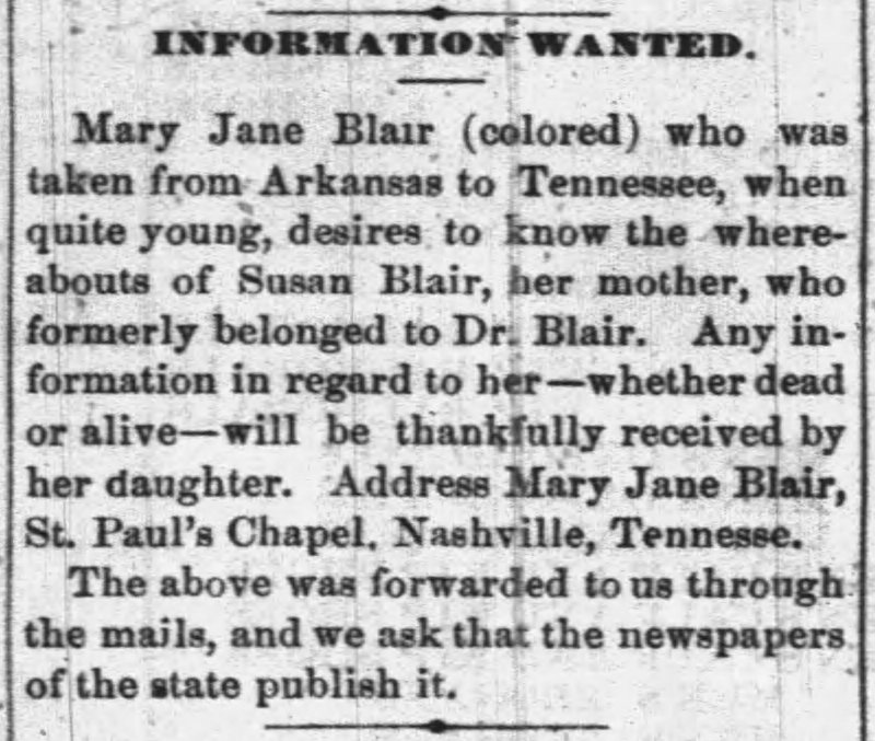 Mary Jane Blair searching for her mother Susan Blair 