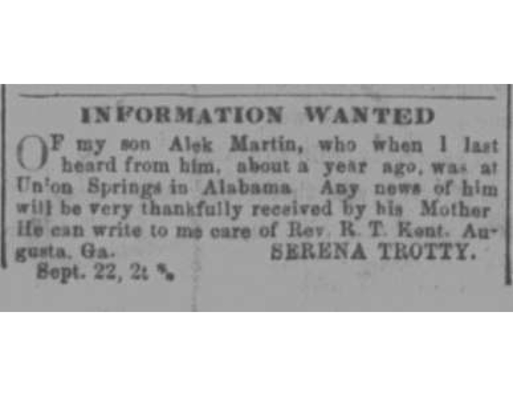 Serena Trotty looking for her son Alek Martin