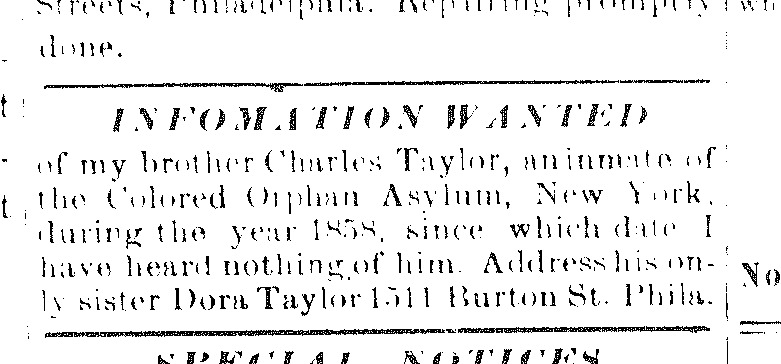 Dora Taylor searching for her brother Charles Taylor