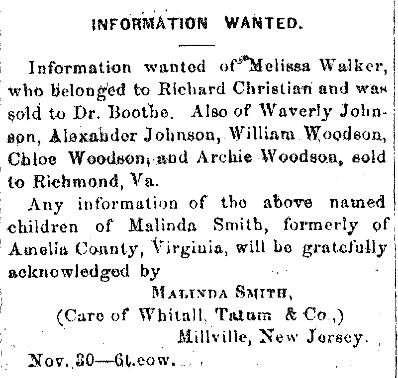 Malinda Smith searching for her children Melissa Walker, Waverly and Alexander Johnson, and William, Chloe and Archie Woodson