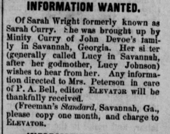 Lucy Peterson searching for her sister Sarah Wright