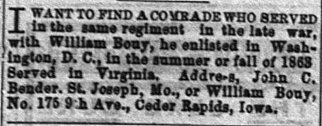 John C. Bender and William Bouy looking for fellow servicemen who served with Bouy in Virginia