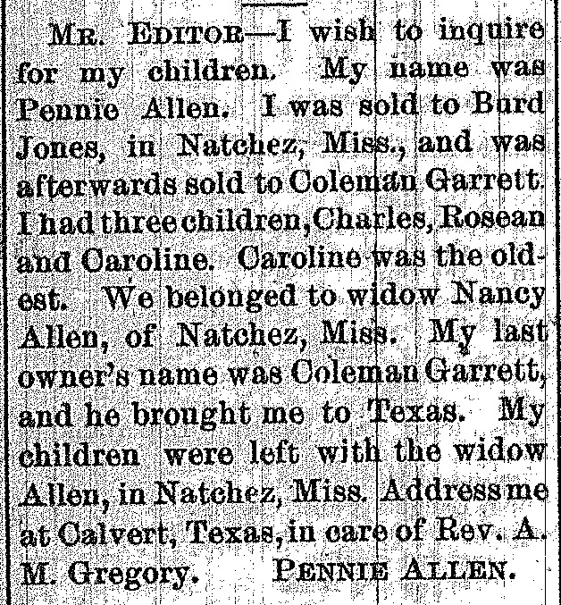 Pennie Allen searching for her children Charles, Rosean, and Caroline