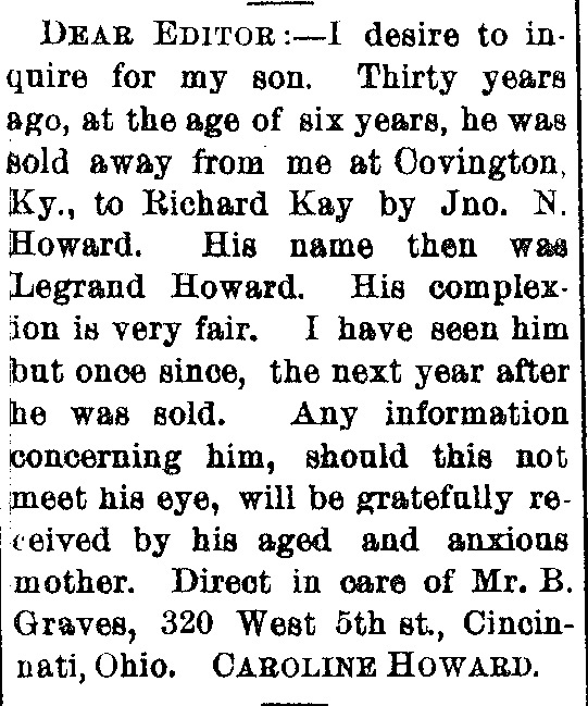 Caroline Howard searching for her son Legrand Howard