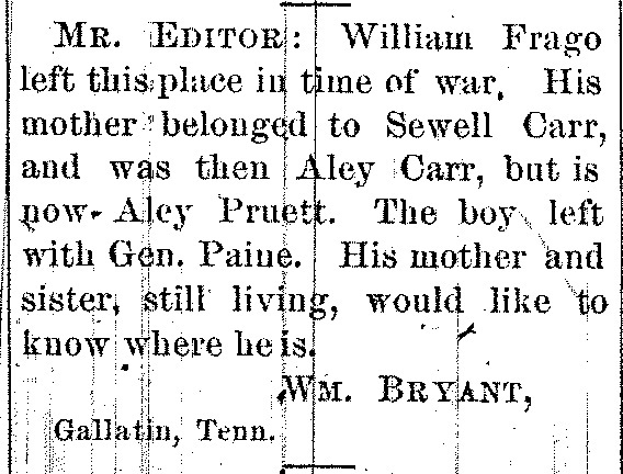 Aley Pruett (formerly Aley Carr) searching for her son William Frago 