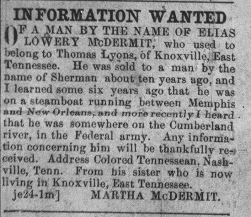 Martha McDermit searching for her brother Lowery McDermit