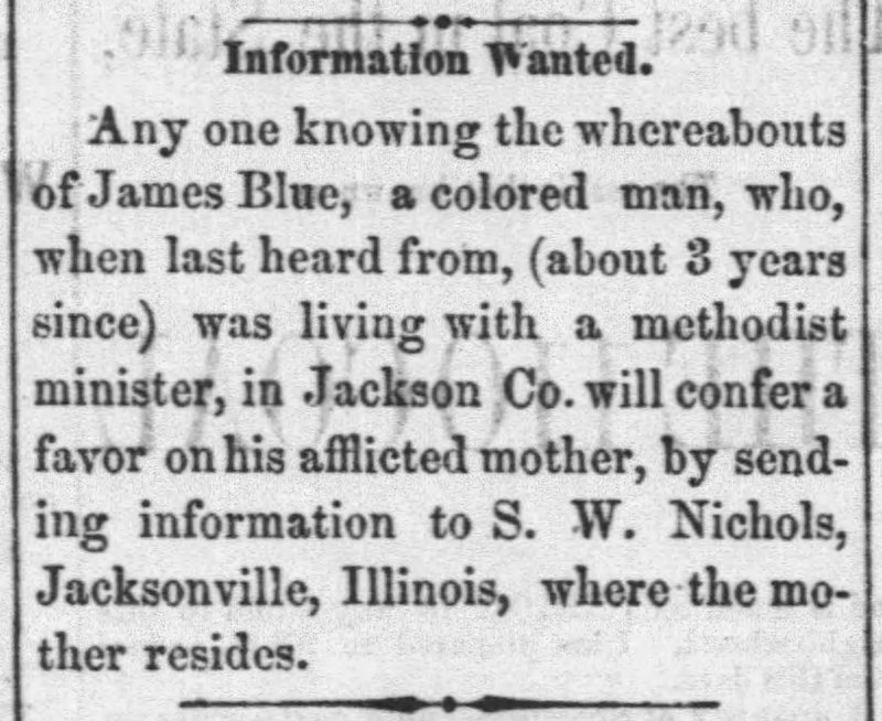 Unidentified woman searching for her son James Blue 