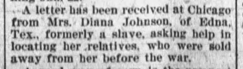 Diana Johnson searching for lost relatives