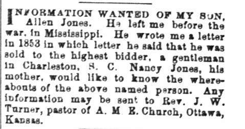 Nancy Jones seeking information about her son Allen Jones