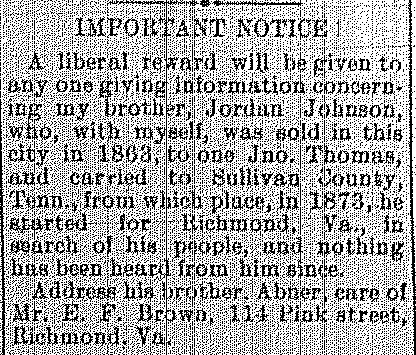 Abner Johnson looking for brother Jordan Johnson