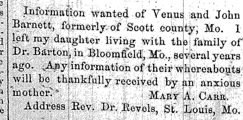 Mary A. Carr searching for her daughter Venus Barnett 