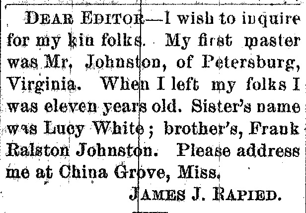 James J. Rapied seeking his family