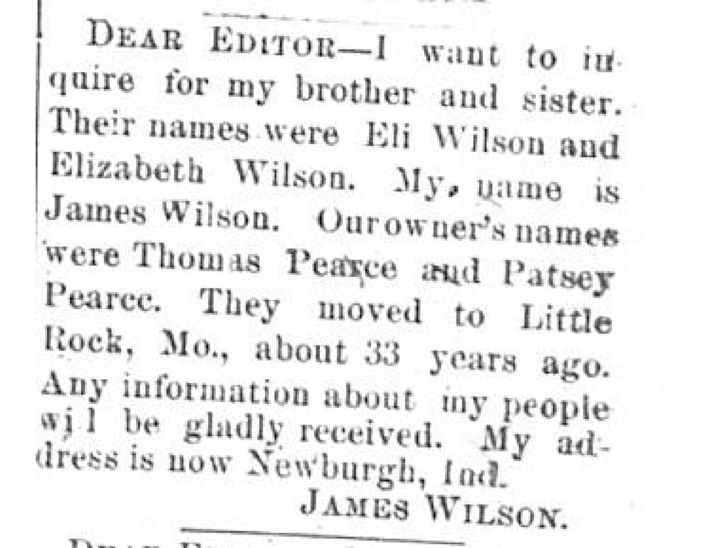 James Wilson searching for his siblings Eli and Elizabeth Wilson